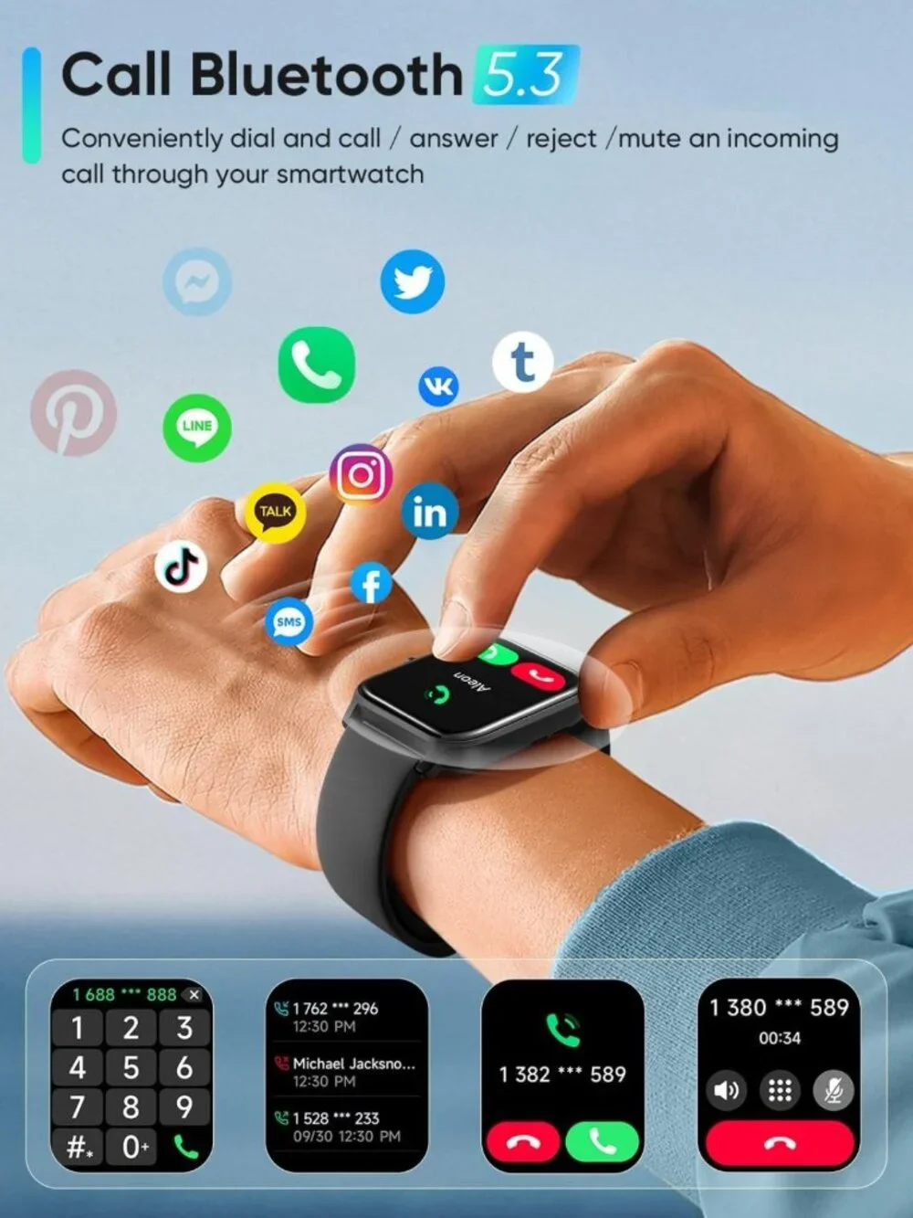 Waterproof Smart Fitness Watch with 1.8